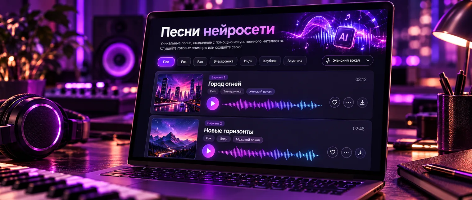 Песни нейросети: готовые треки с вокалом на русском