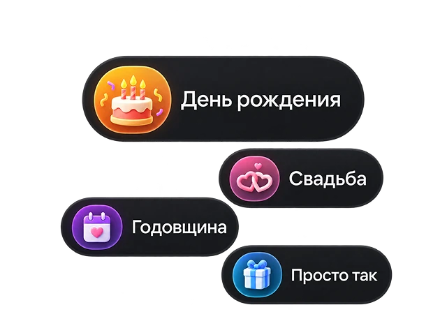 Поводы: день рождения, свадьба, годовщина